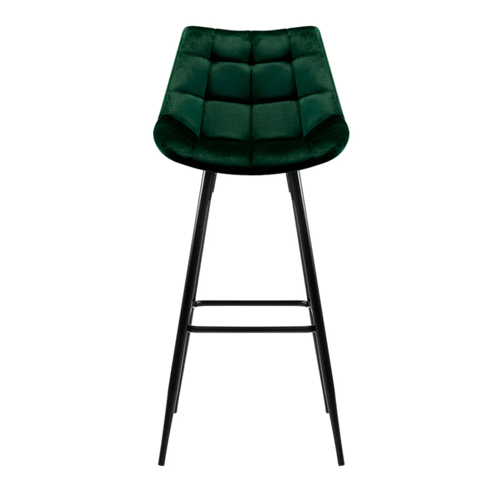 Set of 2 Loures Velvet Bar Stools - Green - Nurns