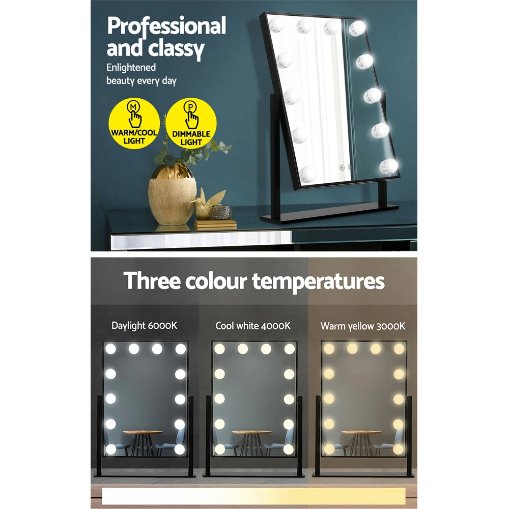 LED Standing Makeup Mirror - Black - Nurns