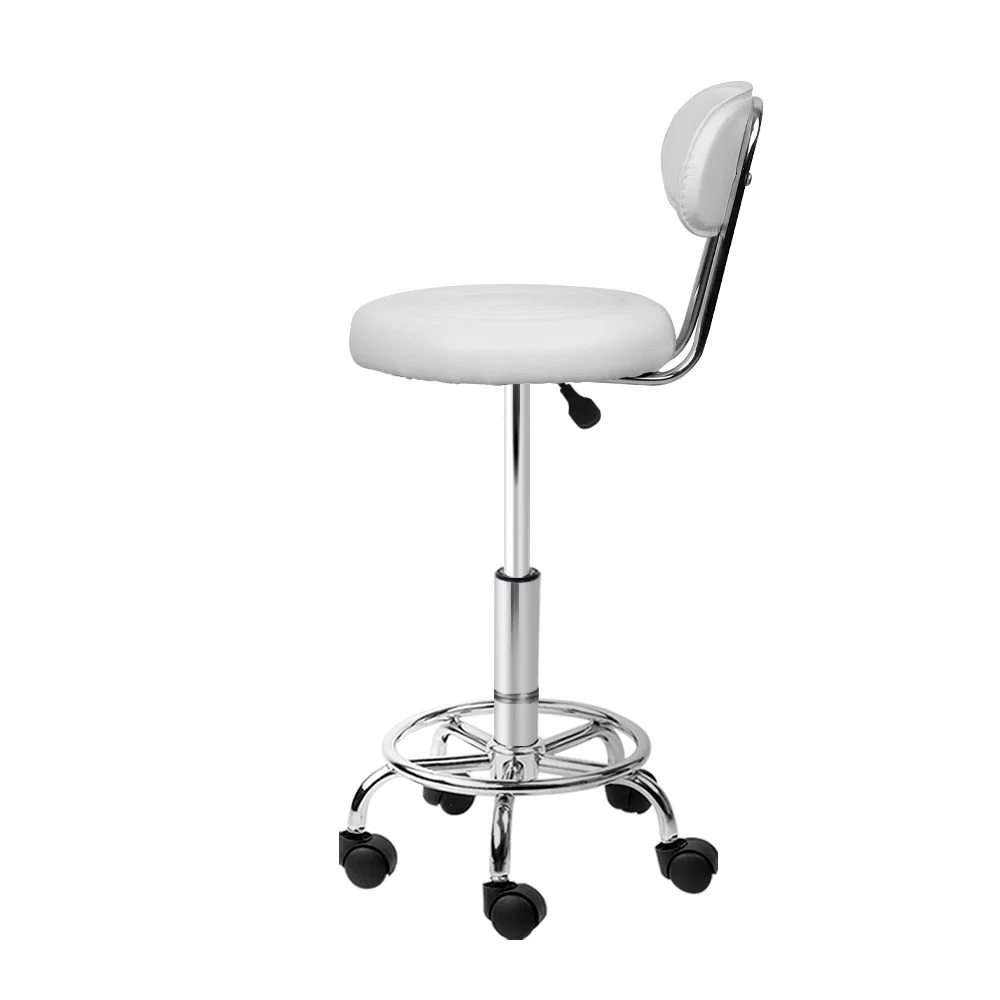 Set of 2 Salon Stool Swivel Chair Backrest White - Nurns