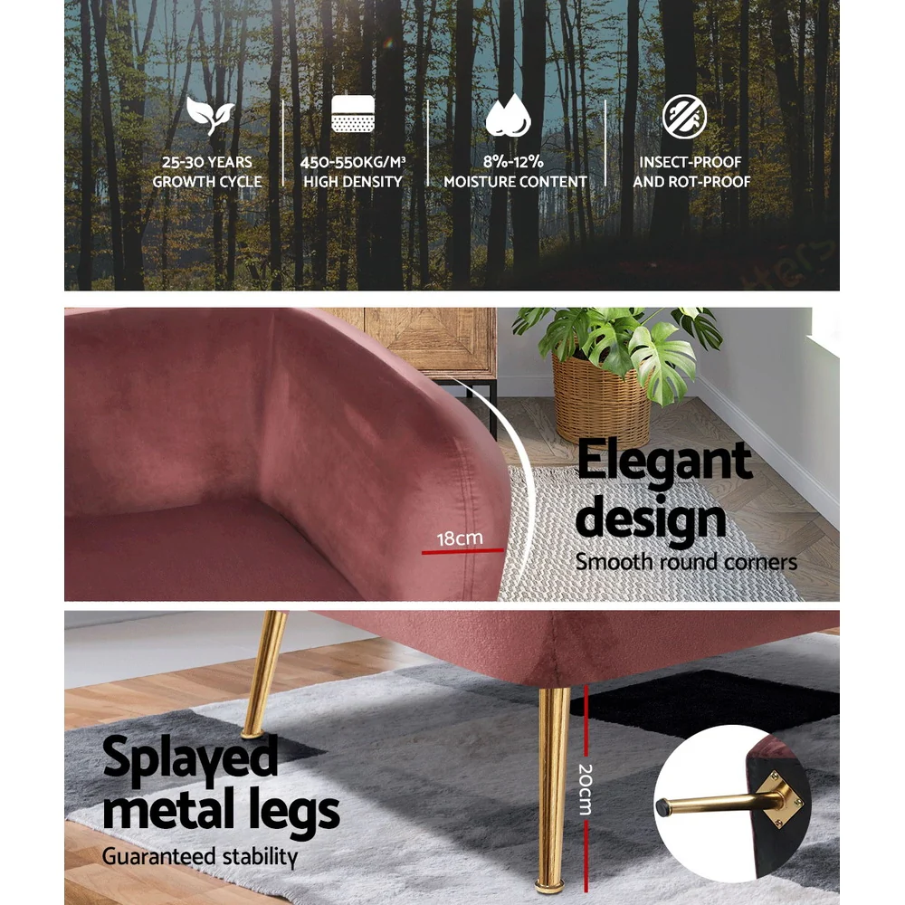 Matresha Accent Velvet Lounge Sofa Armchair - Pink - Nurns