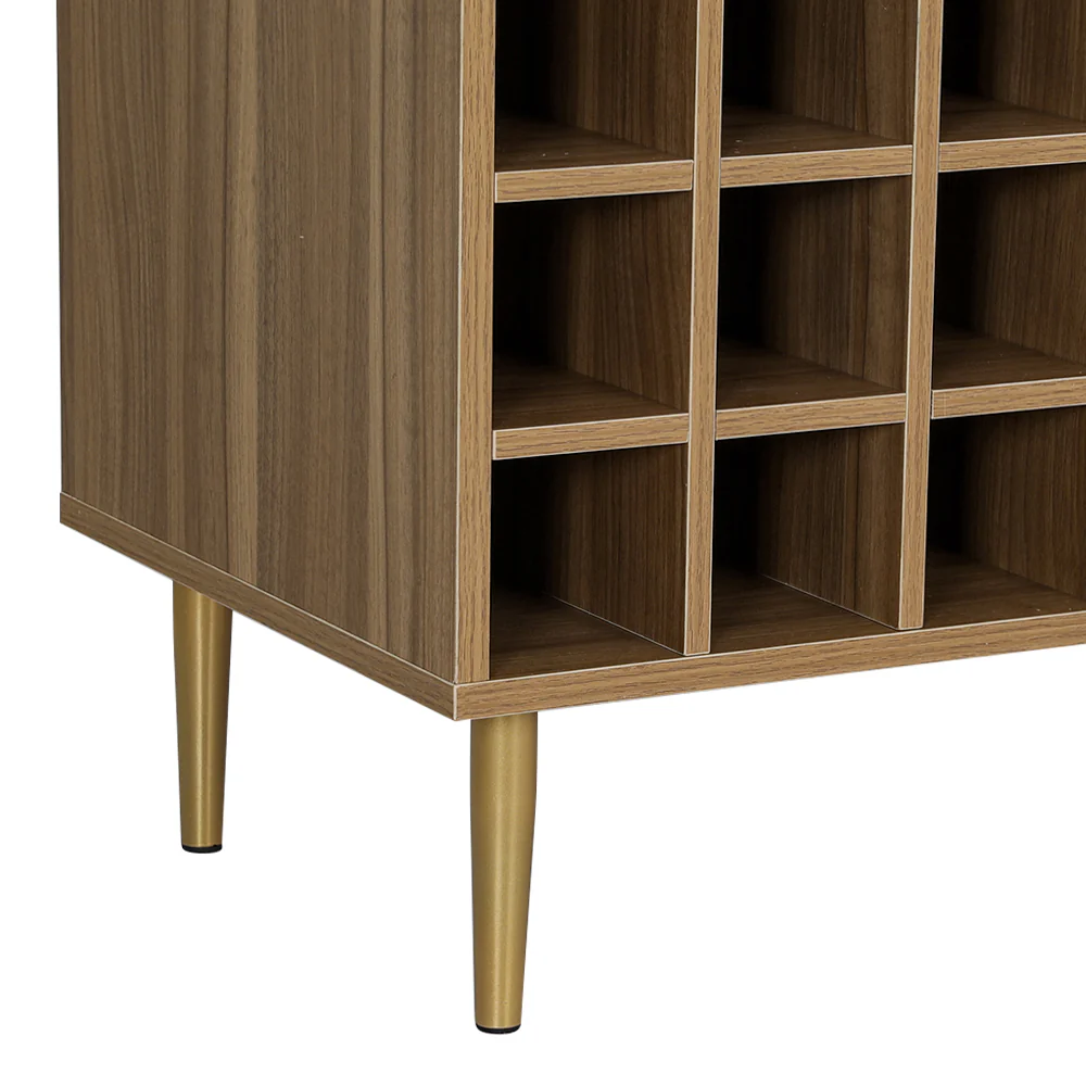 Lorcan Rattan Buffet Sideboard with Wine Rack - Dark Oak - Nurns