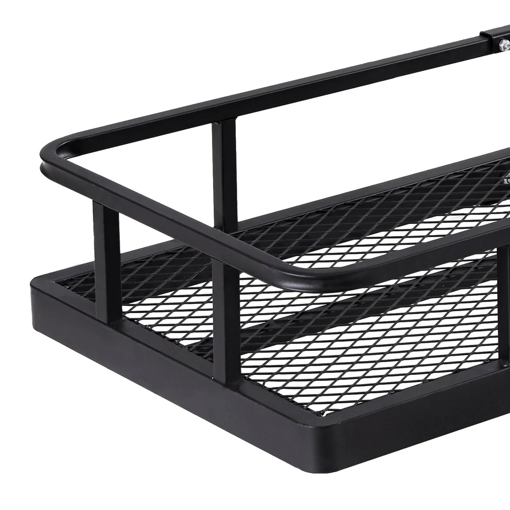 Universal Car Roof Rack Foldable Hitch Basket Cargo Carrier 152cm Black - Nurns