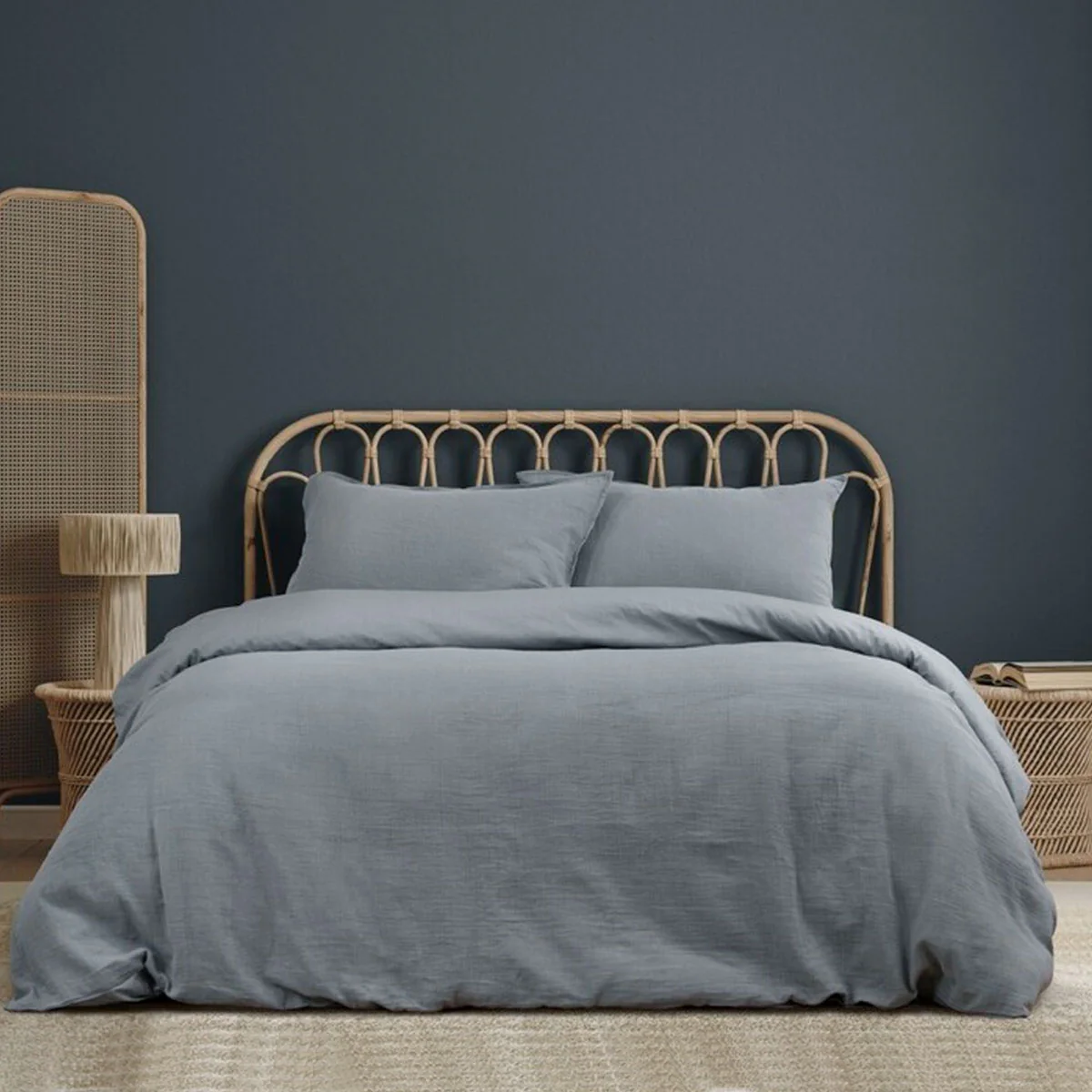 QUEEN Cotton Gauze Quilt Cover Set - Earth Grey - Nurns