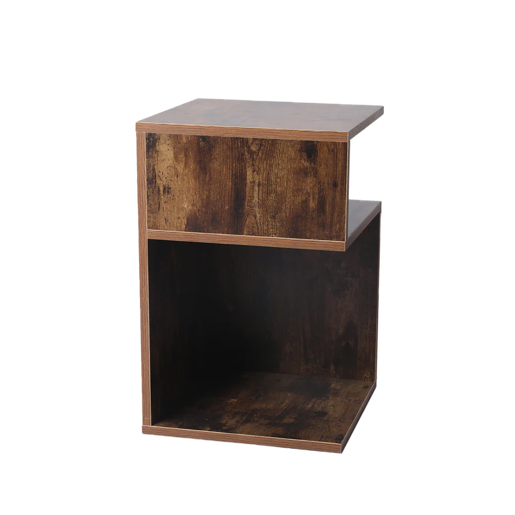 Dawson Wooden High Gloss Bedside Tables Wood Nightstand Storage Cabinet Bedroom - Oak - Nurns