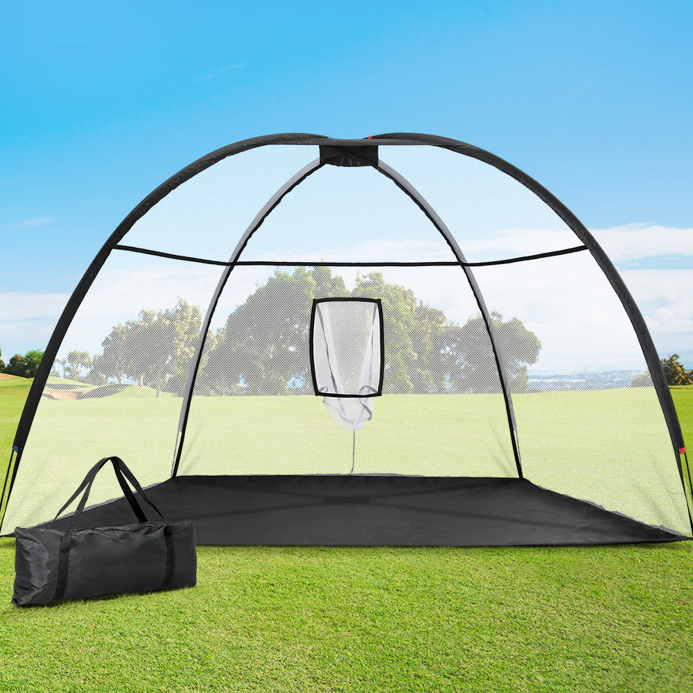 Everfit 3.5m Golf Practice Net Portable Training Aid Driving Target Tent Black - Nurns