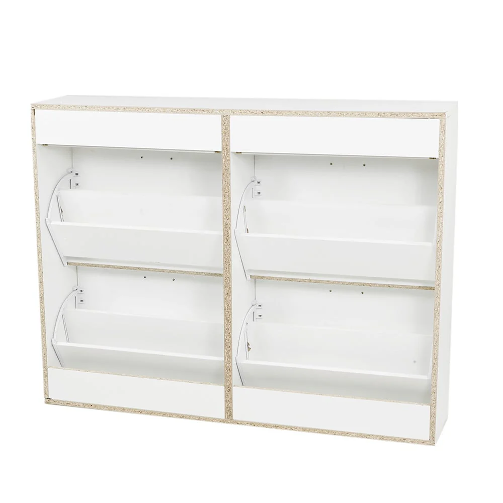 Sarantino 24 Pairs Shoe Cabinet Rack Storage Cupboard Organiser Shelf White Drawers Chest - Nurns