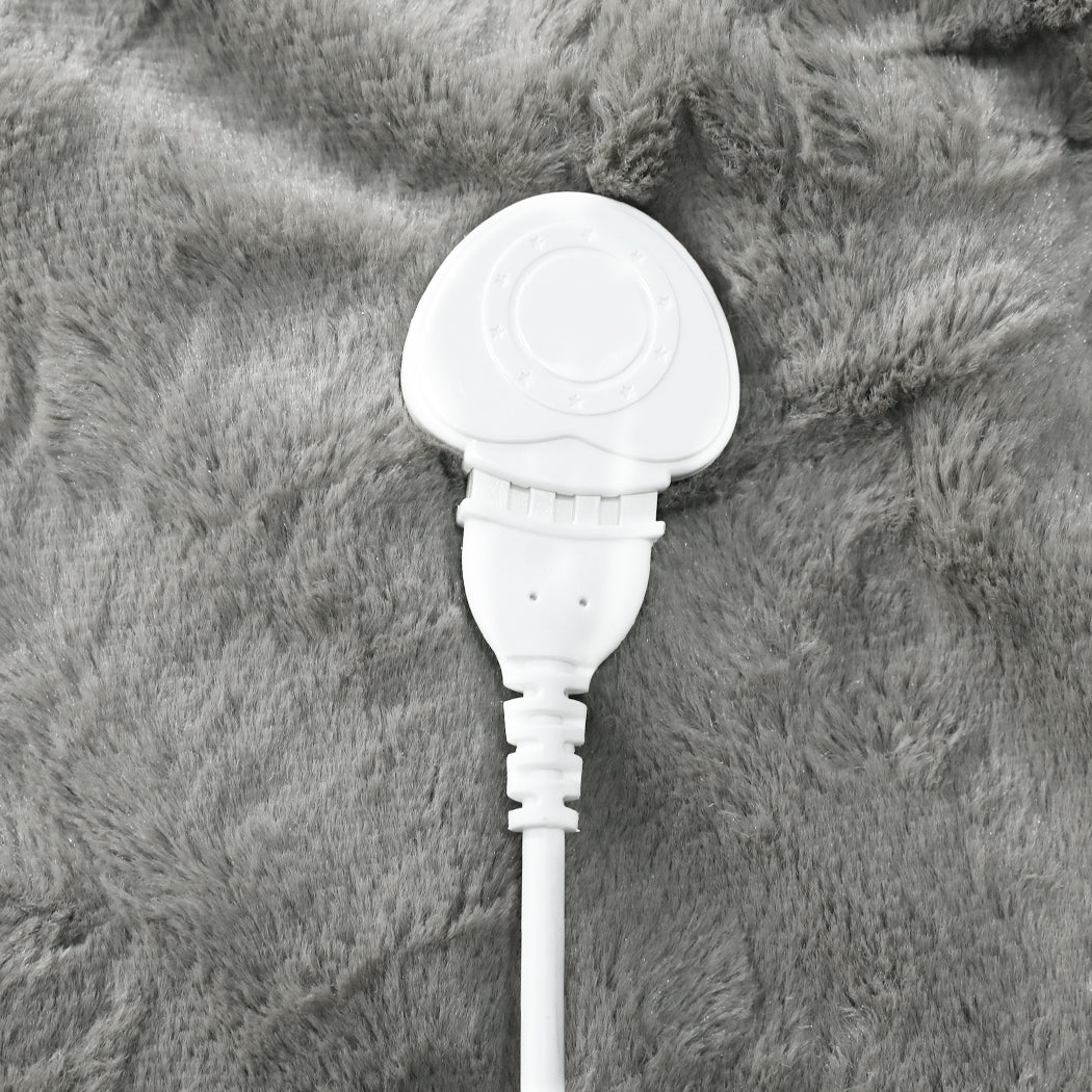 Wilbur Electric Soft Blanket Heated Timer Bedding Washable Warm Winter Plush - Light Grey - Nurns