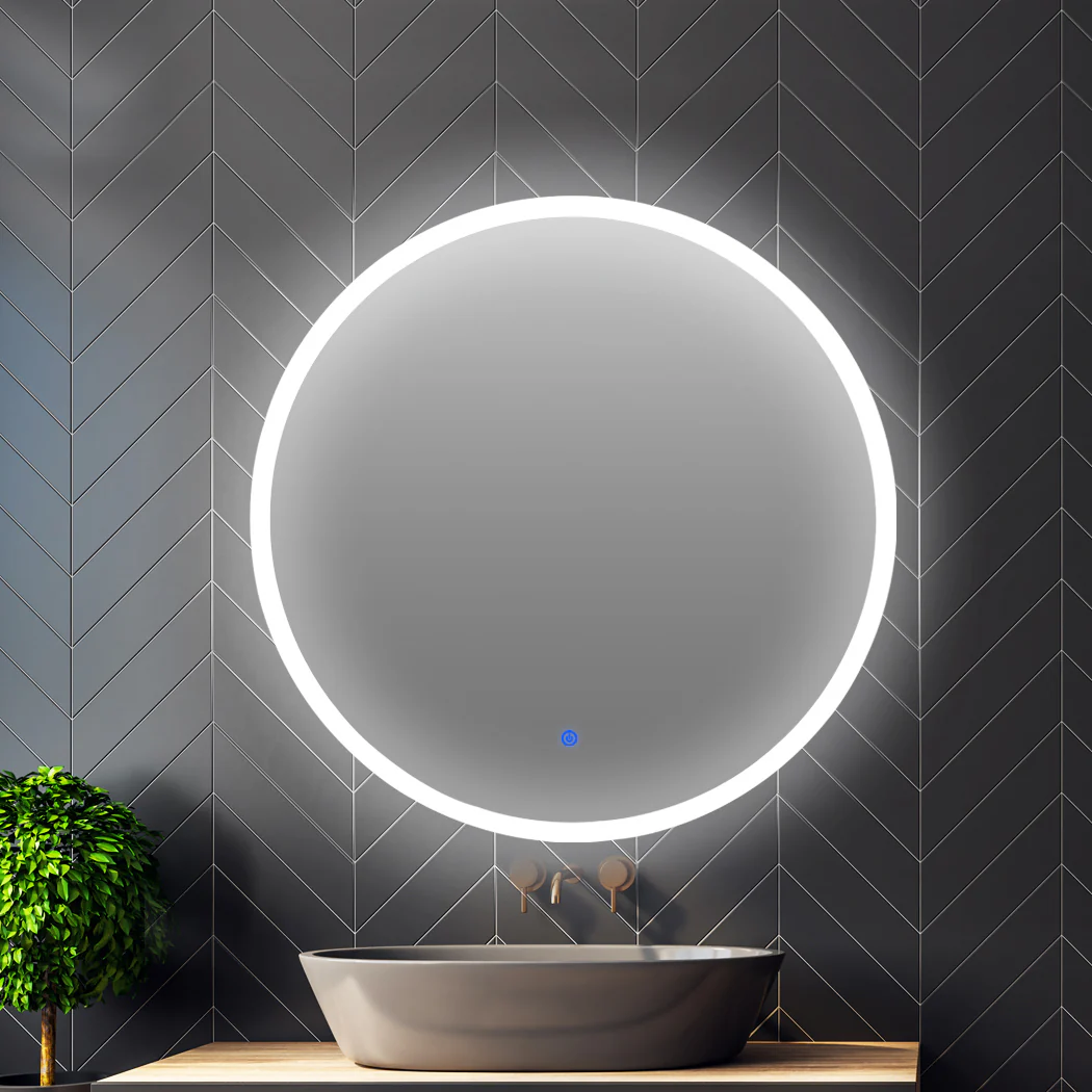 LED Wall Mirror Round Anti-fog Bathroom Mirrors Makeup Light Decor 90cm - Nurns