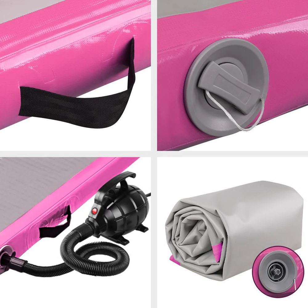 Everfit GoFun 3X1M Inflatable Air Track Mat with Pump Tumbling Gymnastics Pink - Nurns