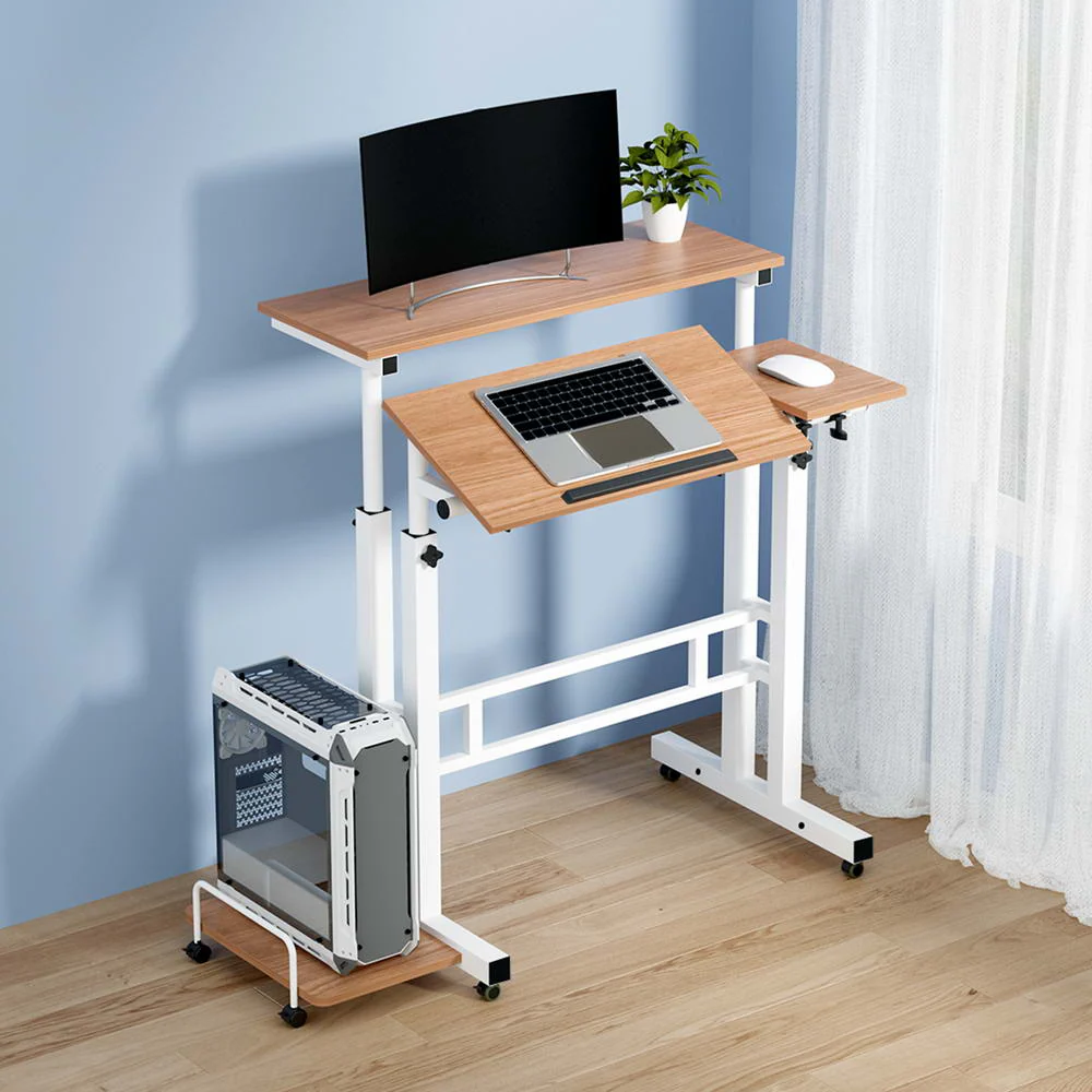 Artiss Laptop Desk Table Adjustable Light Wood 80cm - Nurns