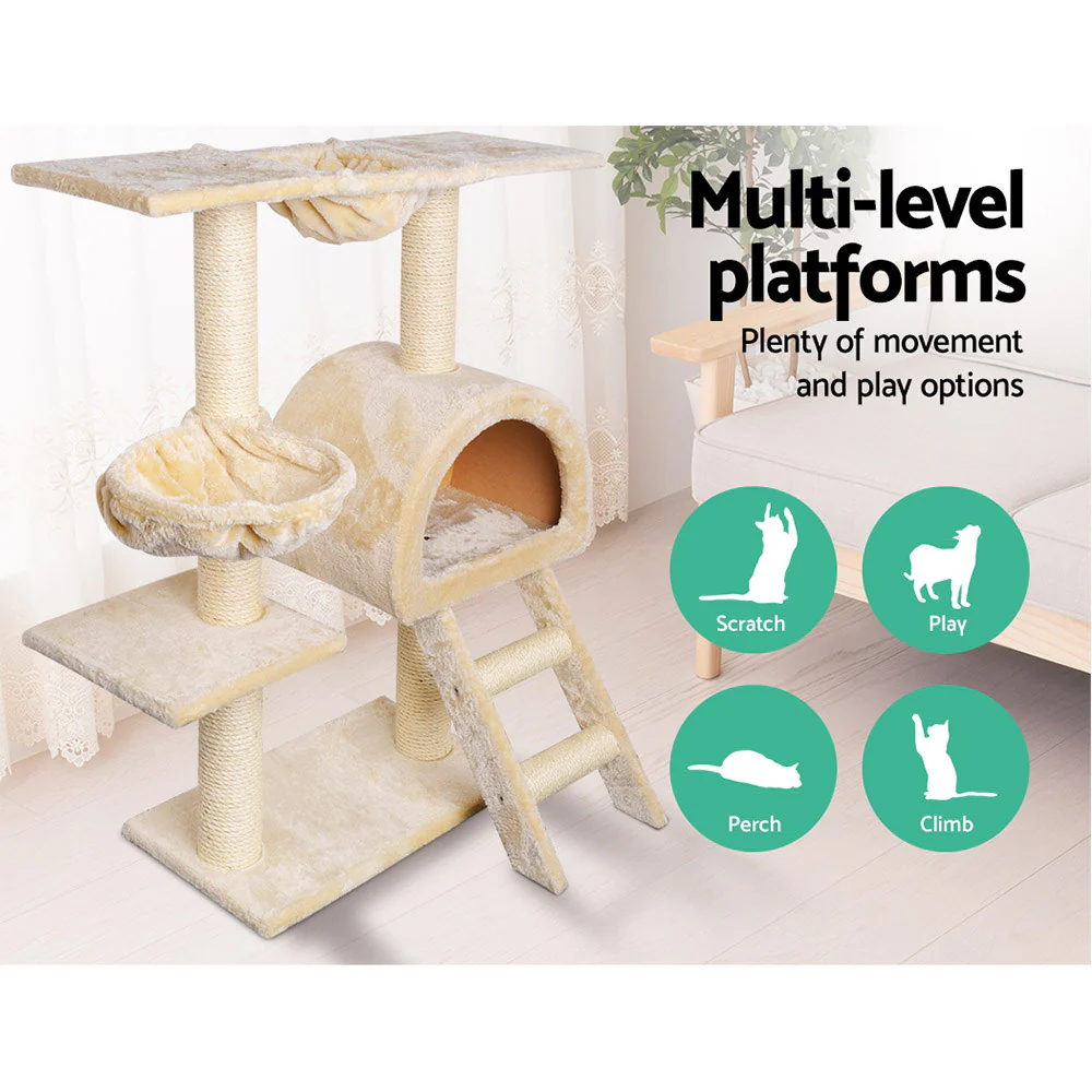 Cat Tree Trees Scratching Post Scratcher Condo Tower House Bed 100cm - Beige - Nurns