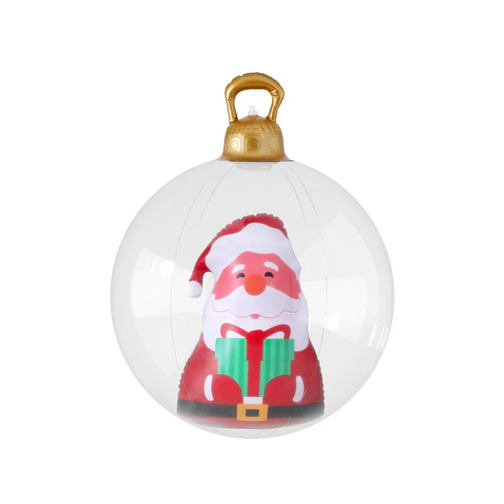 Santa Giant Bauble Ball Christmas Inflatable Outdoor Xmas Decoration Clear - 60cm - Nurns