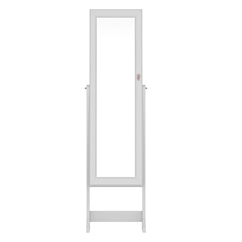 Jewellery Cabinet Mirror Free Standing - White - Nurns