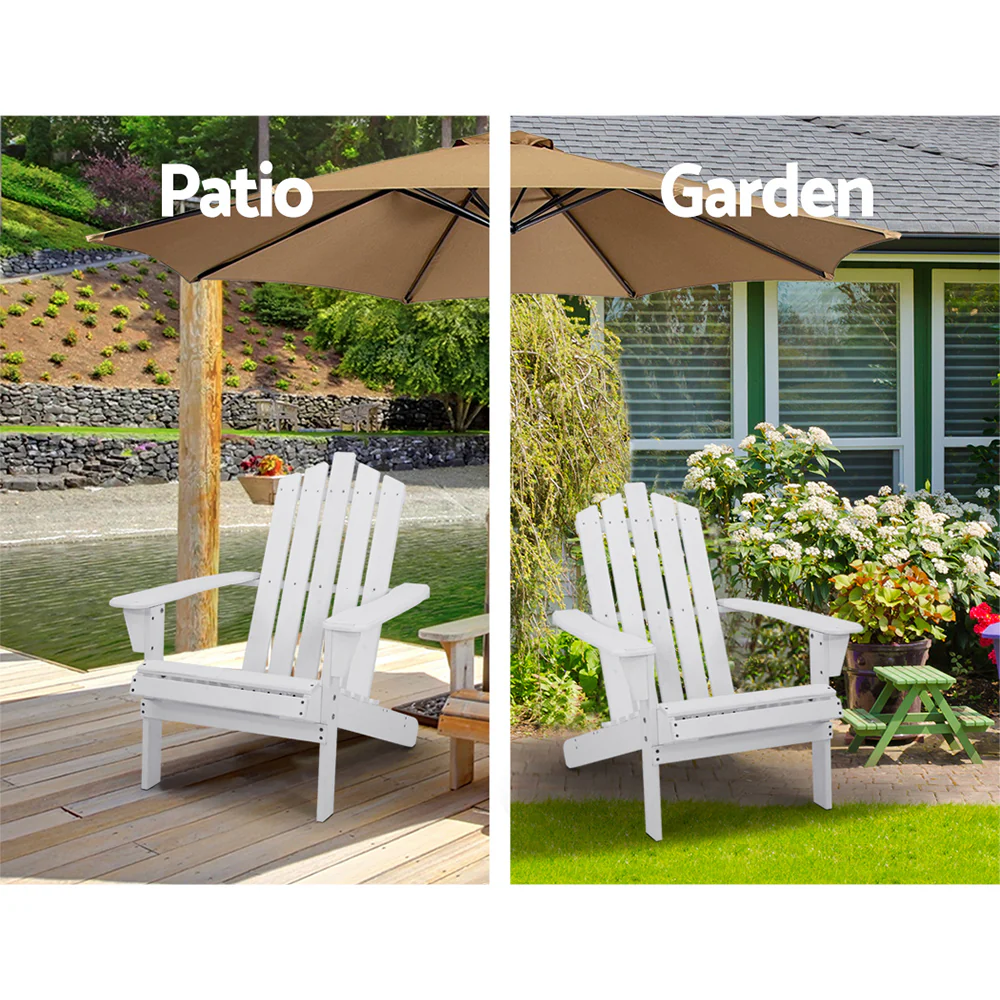 Adirondack Gardeon 2PC Outdoor Table and Chair Wooden Beach Chair Patio Furniture - Nurns
