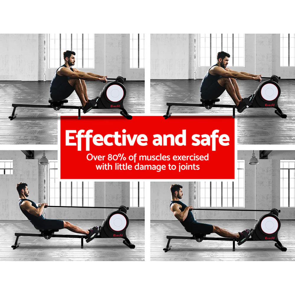 Everfit Rowing Machine Rower Magnetic Resistance Exercise Gym Home Cardio - Nurns