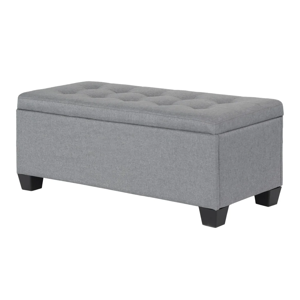 Large Fabric Storage Ottoman - Grey - Nurns