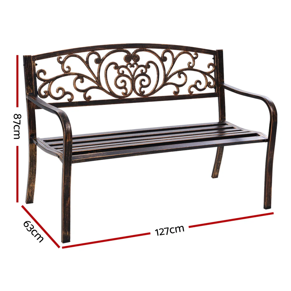 Calliope Cast Iron Garden Bench - Bronze - Nurns