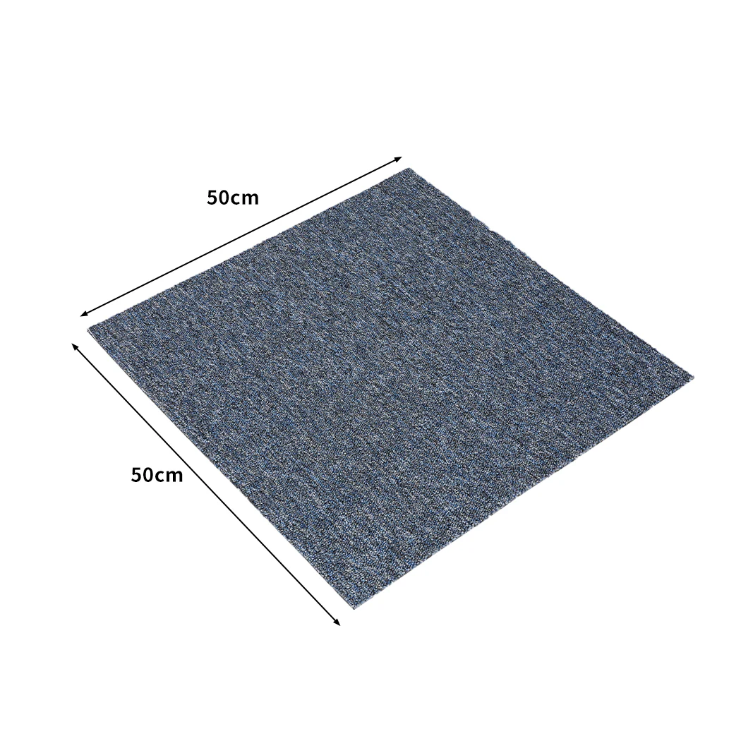 Roxine Set of 20 50x50 Carpet Tiles Box Heavy Commercial Retail Office Premium Flooring - Blue - Nurns