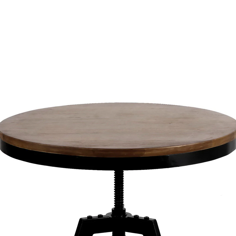 Irida Coffee Table Elm Wood Round Dining - Dark Brown - Nurns