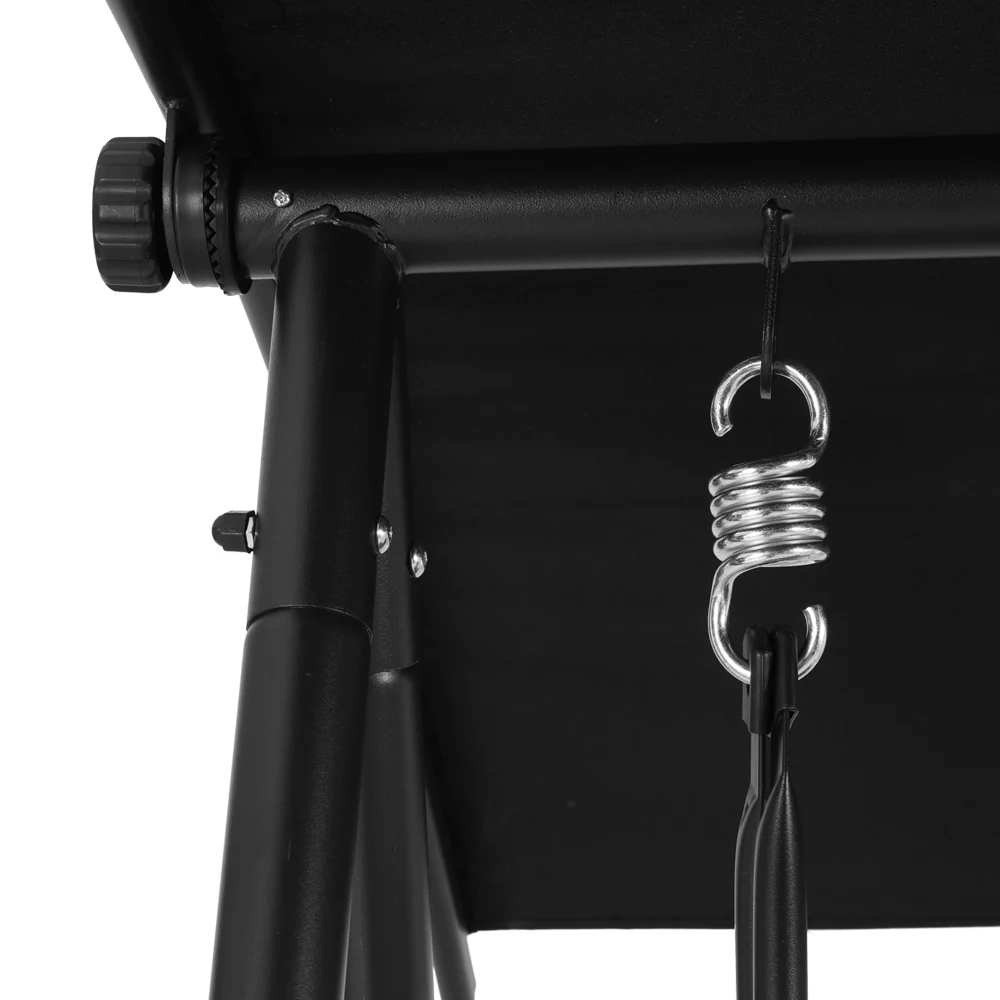 Evan Outdoor Swing Chair Garden Bench 2 Seater Canopy Patio - Black - Nurns