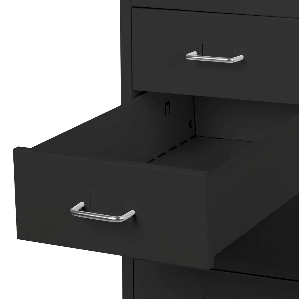 Levede 8 Drawer Office Cabinet Drawers Black - Nurns