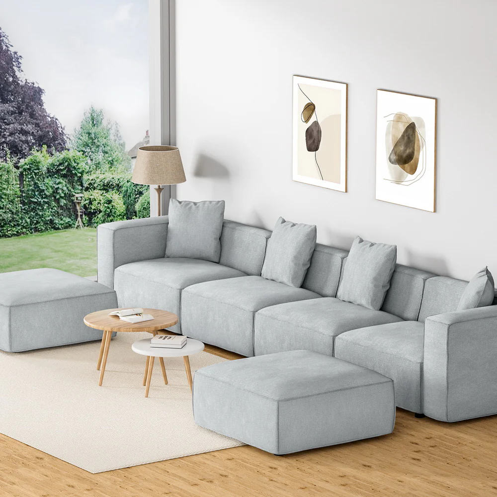 Mckenzie 6-Seater Modular Sofa Chaise Set - Grey - Nurns