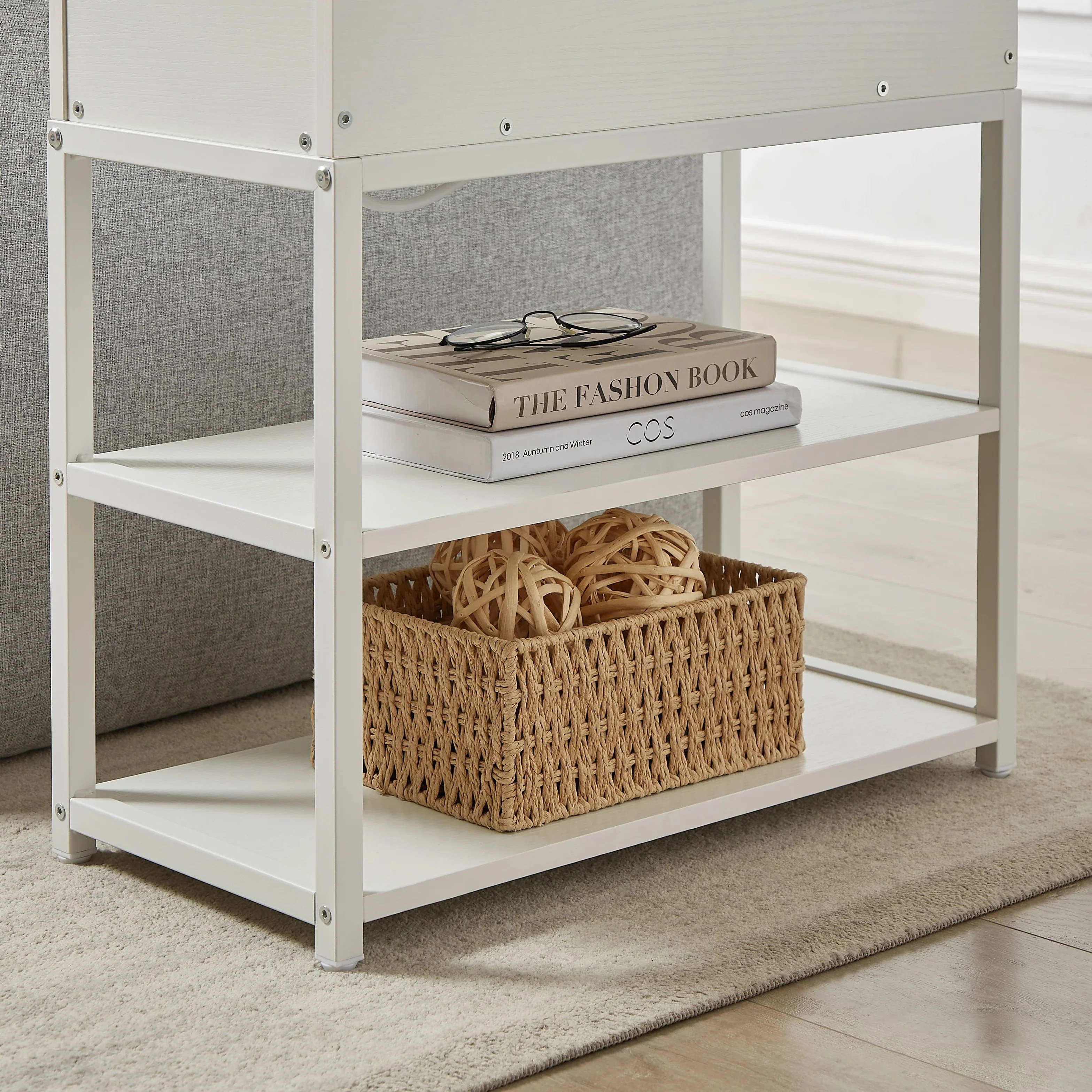 Robson Bedside Tables Multi-Tier with Powerboard - White - Nurns