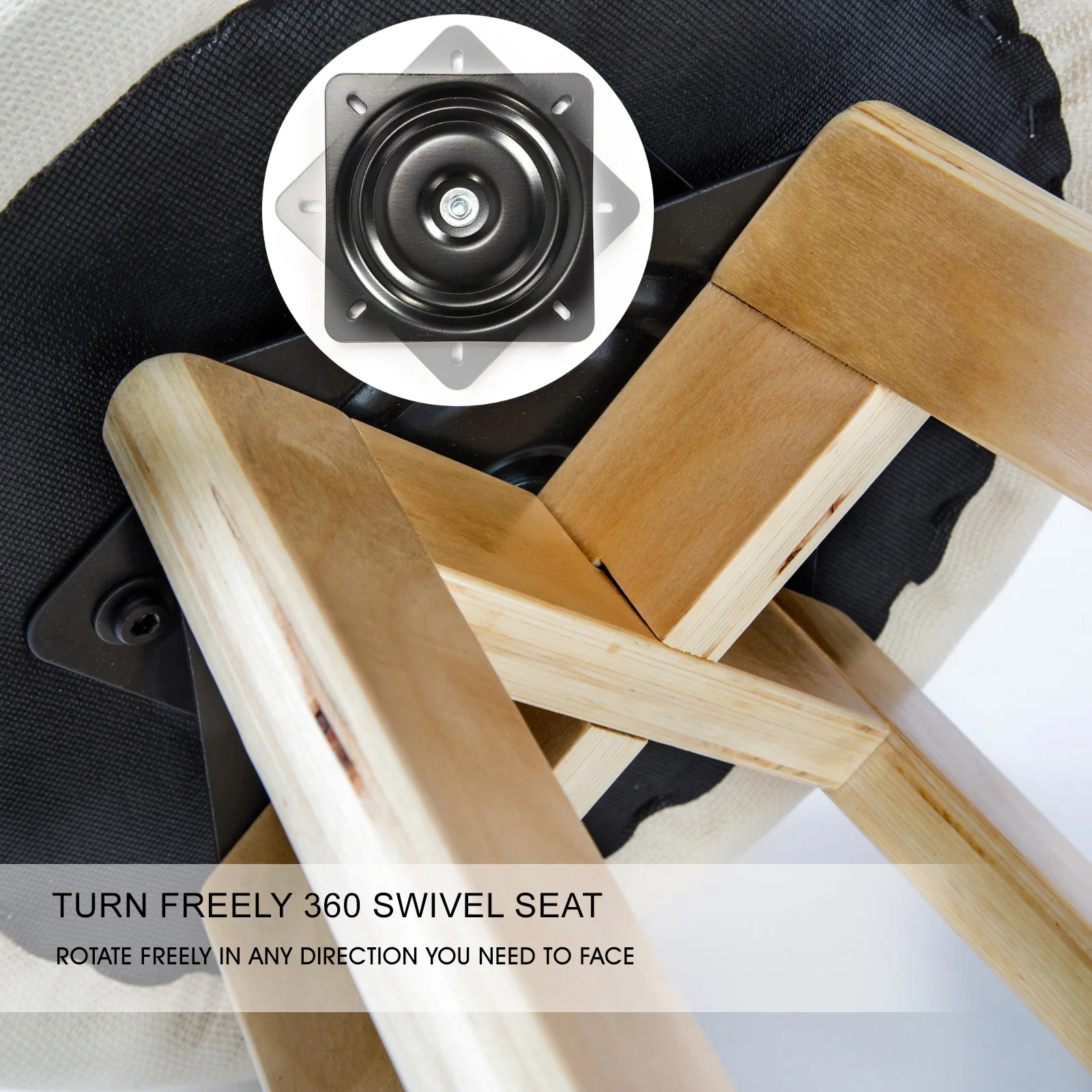 Set of 2 London Wood Bar Stool Dining Chair Fabric - Beige - Nurns