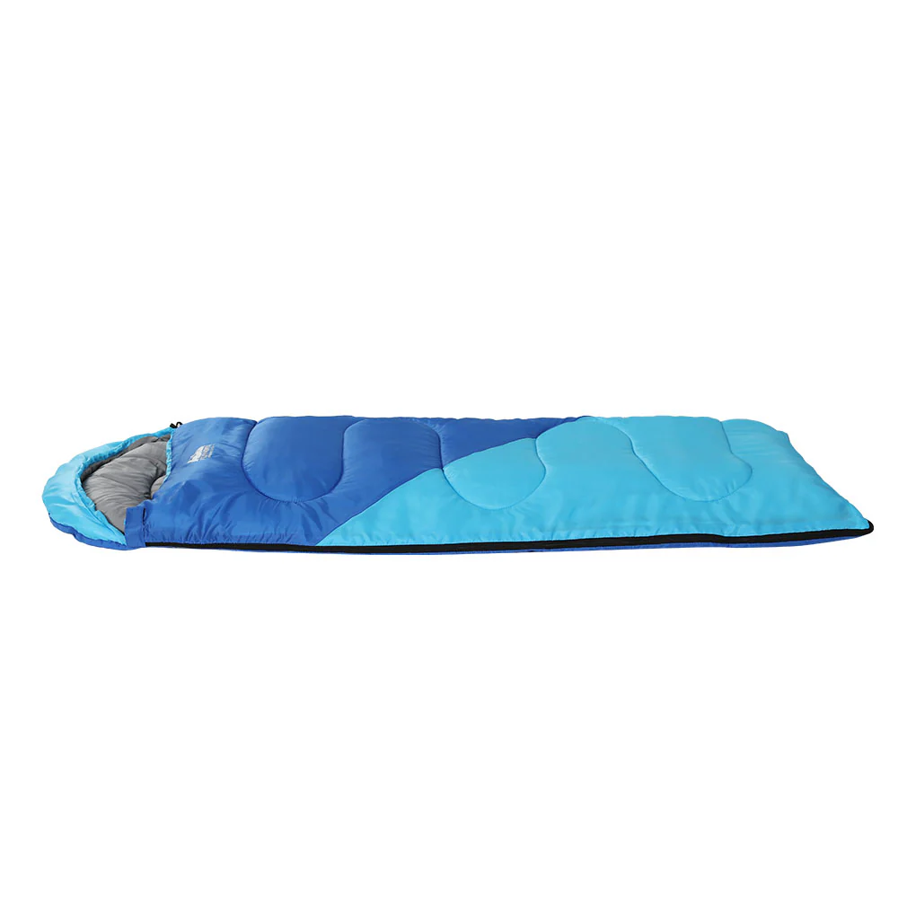 Sleeping Bag Kids Single 172cm Thermal Camping Hiking Blue - Nurns