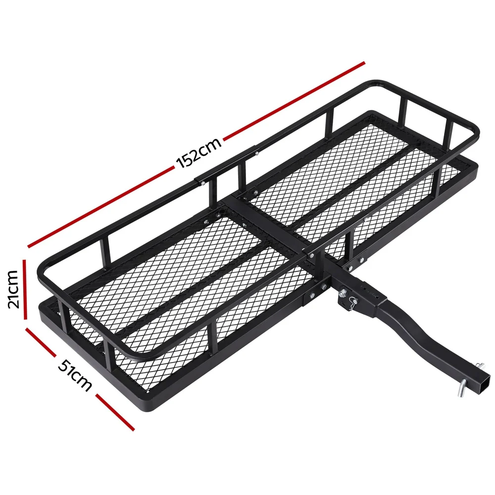 Universal Car Roof Rack Foldable Hitch Basket Cargo Carrier 152cm Black - Nurns