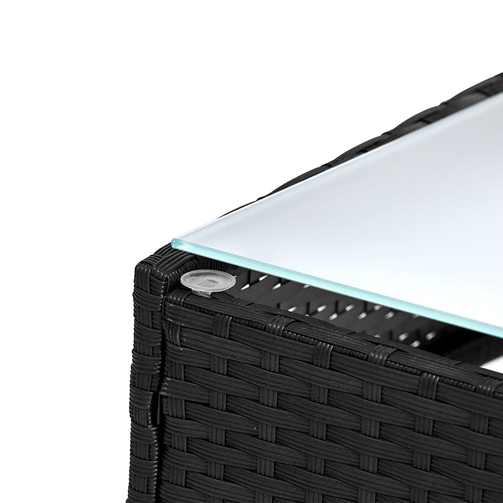 Justin 4-Seater Wicker Setting Table Chair Furniture 4-Piece Outdoor Sofa Set - Black - Nurns