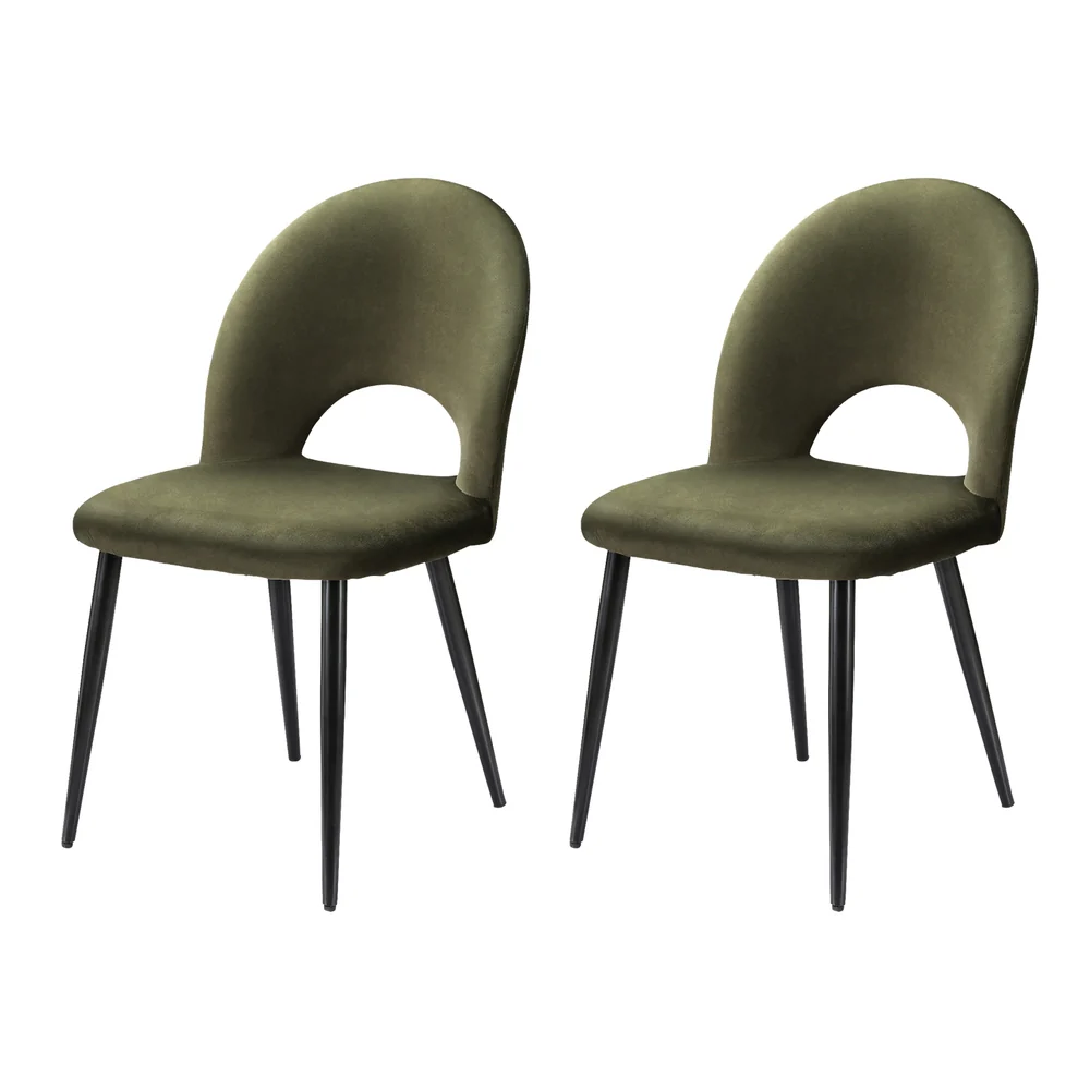 Rosie Set of 2 Dining Chairs Velvet Hollow - Green - Nurns