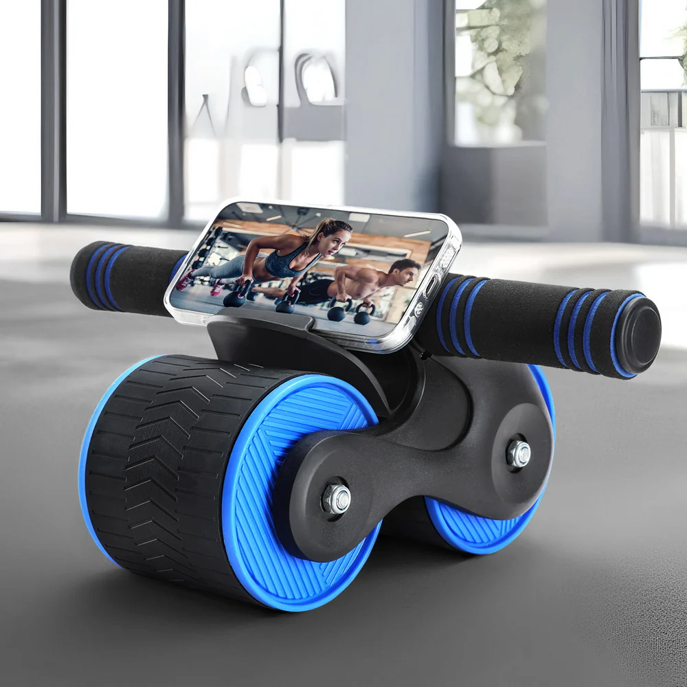 Everfit Ab Roller Automatic Rebound Abdominal Wheel Home Gym Workout Blue - Nurns