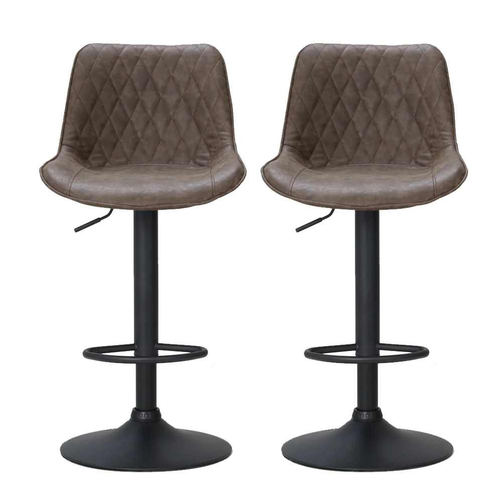 Set of 2 Barcelona Bar Stools Kitchen Stool Chairs Metal Barstool Dining Chair - Brown - Nurns
