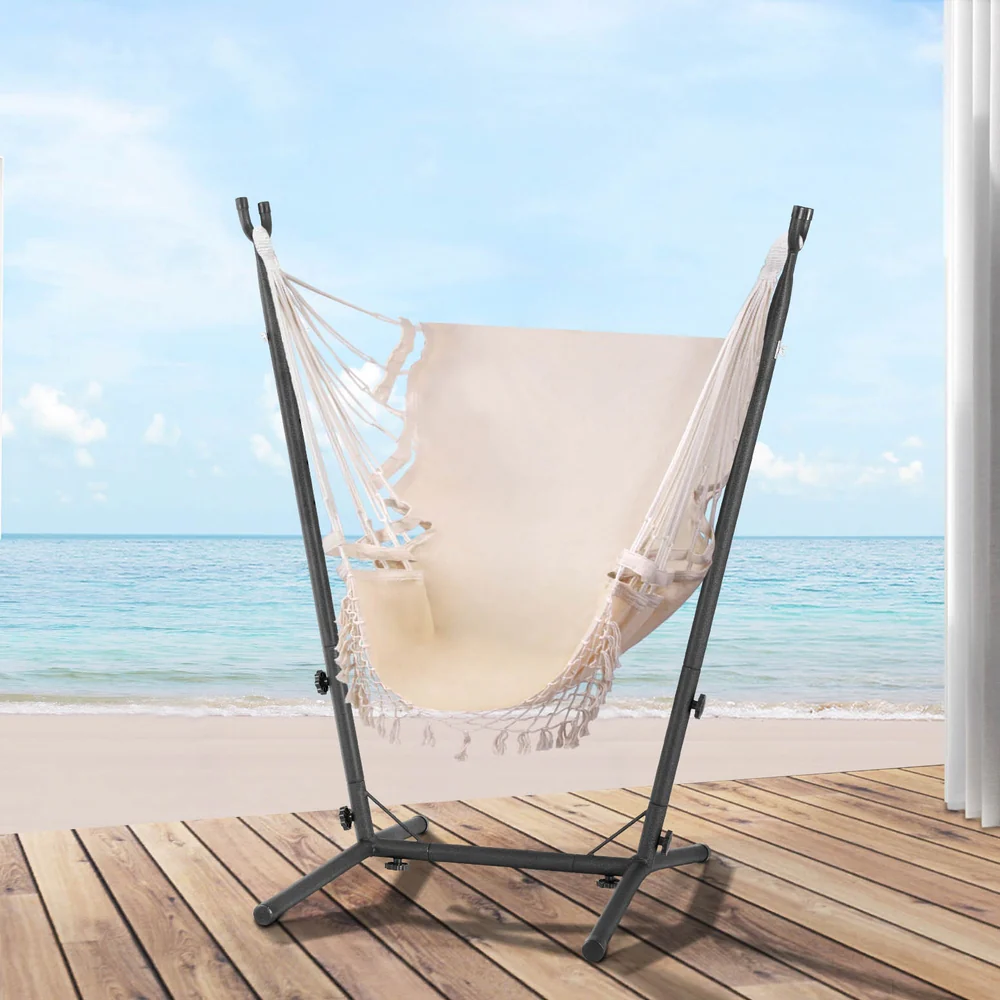 Hammock Chair Outdoor Camping Hanging with Stand - Cream - Nurns