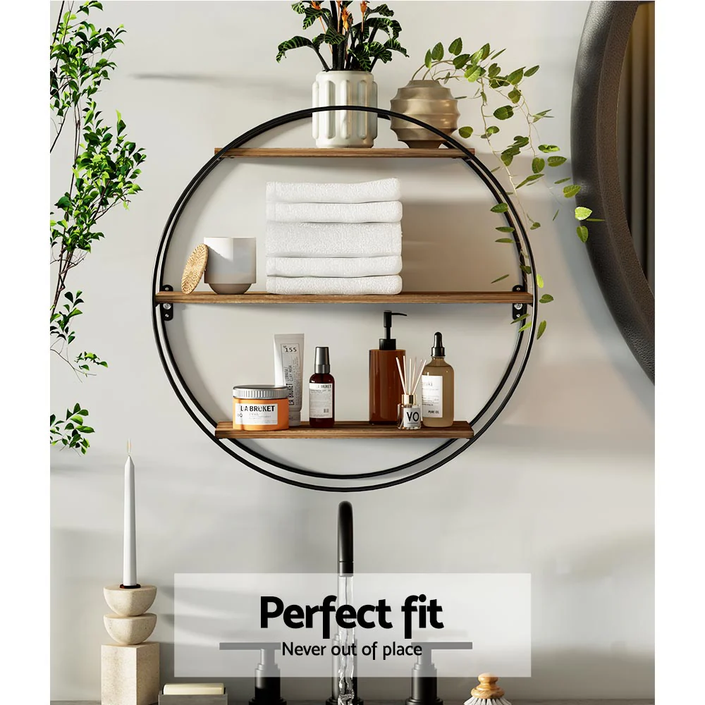 Artiss Floating Wall Shelf Round 3-Tier - Nurns
