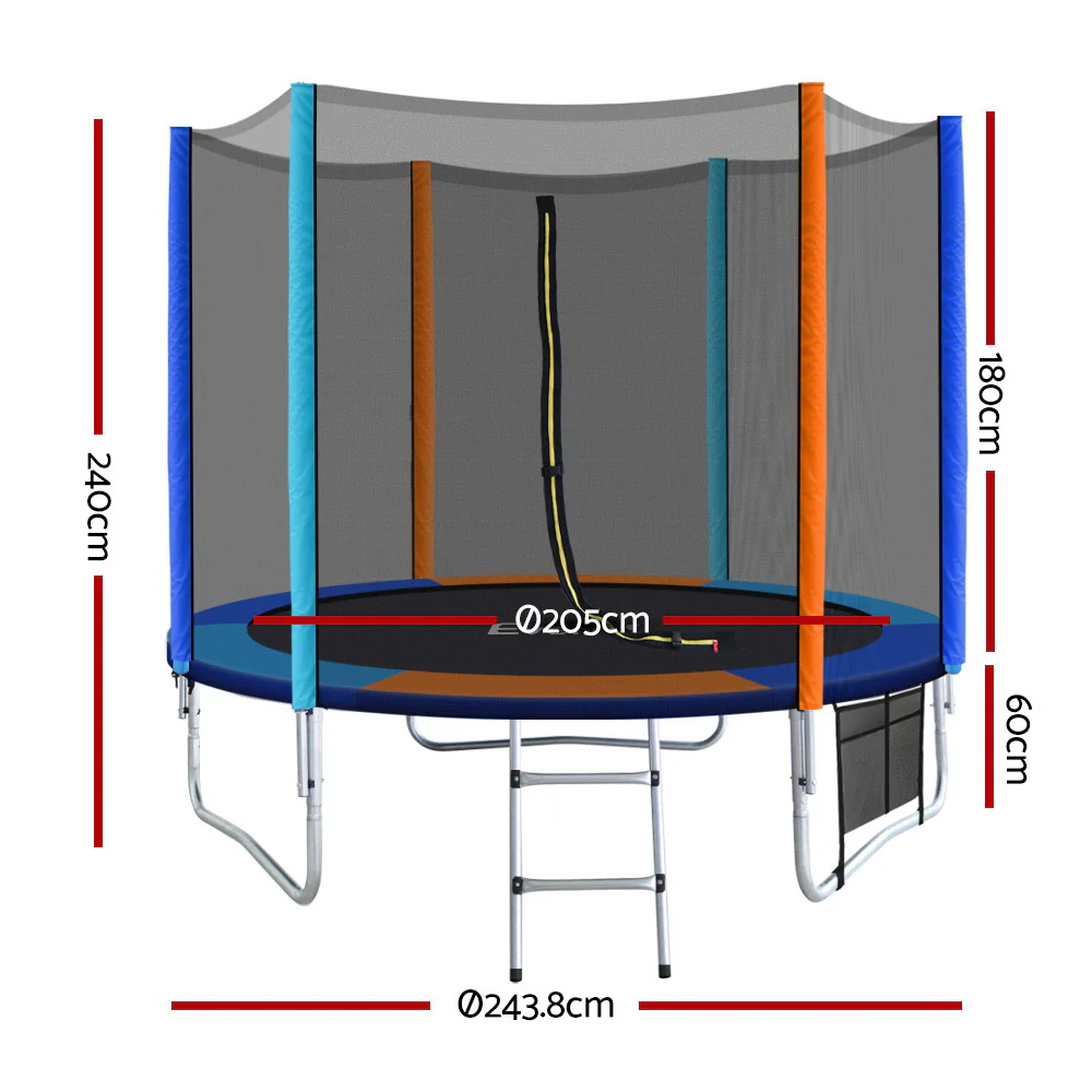 Everfit Trampoline for Kids 8FT with Ladder Enclosure Safety Net Pad Gift Round - Nurns