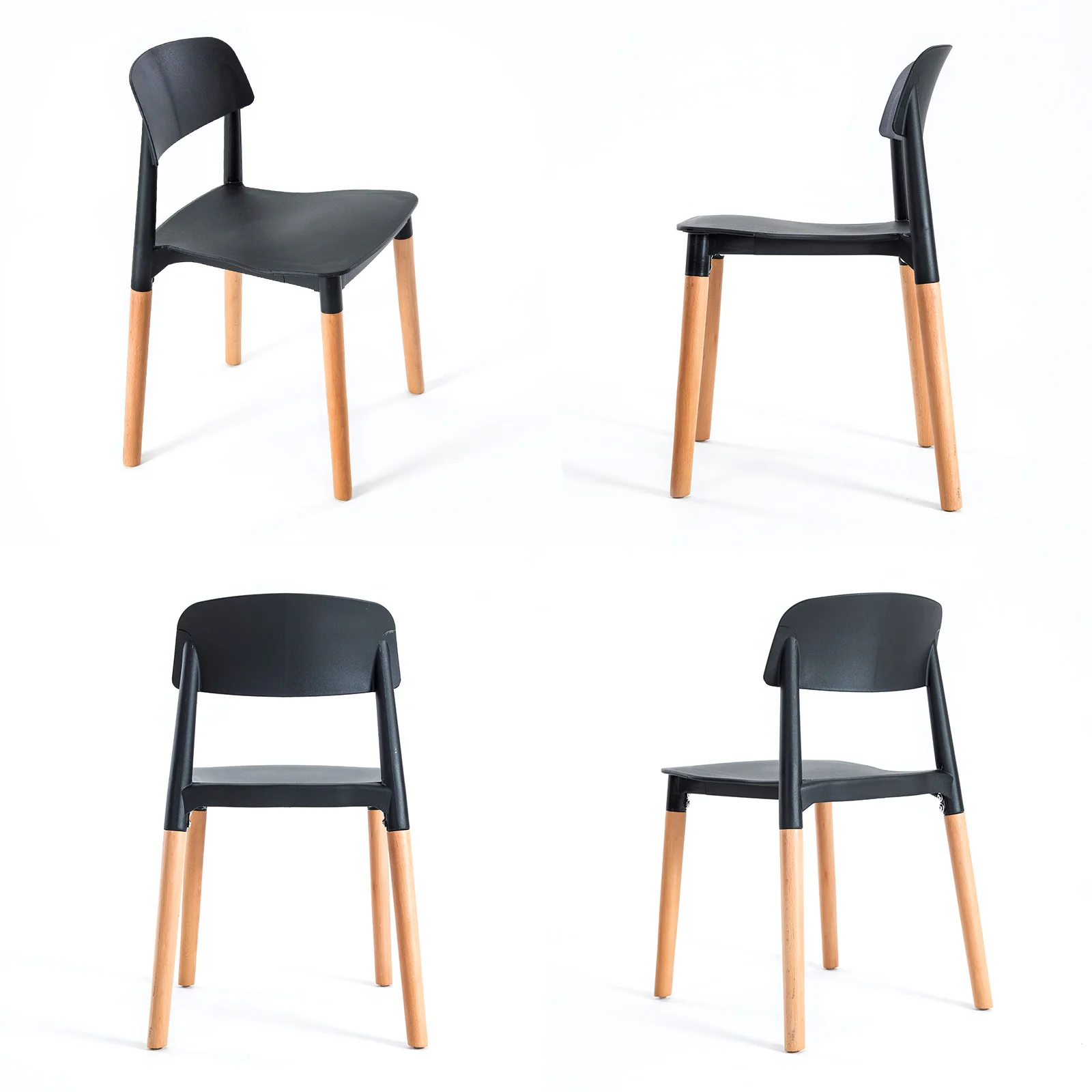 Mabel Set of 2 Retro Belloch Stackable Dining Cafe Chair - Black - Nurns