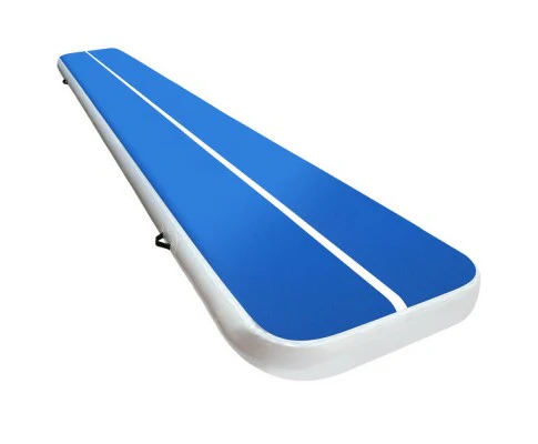 5m x 1m Inflatable Air Track Mat 20cm Thick Gymnastic Tumbling Blue And White - Nurns