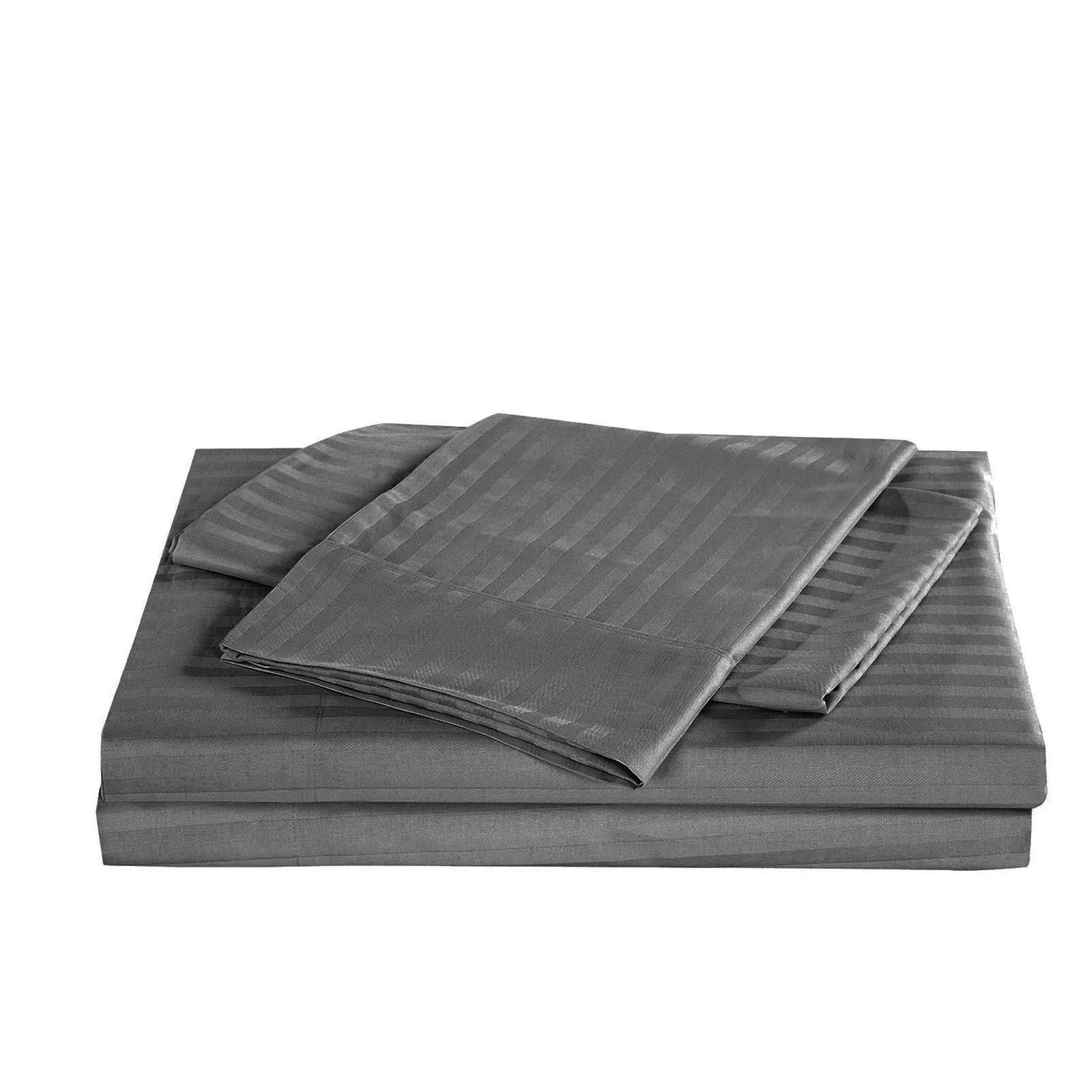 Queen Kensington 1200TC Cotton Sheet Set Stripe - Charcoal - Nurns