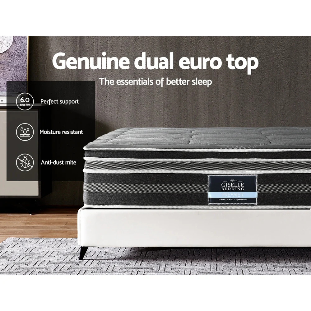 Alexa 35cm Mattress 7 Zone Dual Euro Top Pocket Spring Medium Firm - Queen - Nurns