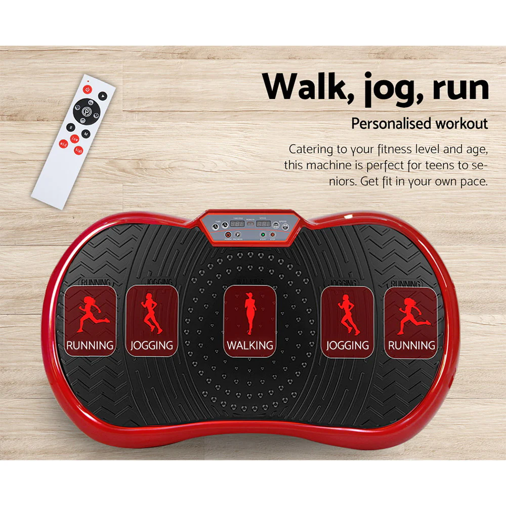 Everfit Vibration Machine Platform Resistance Rope Home Fitness Dark Red - Nurns