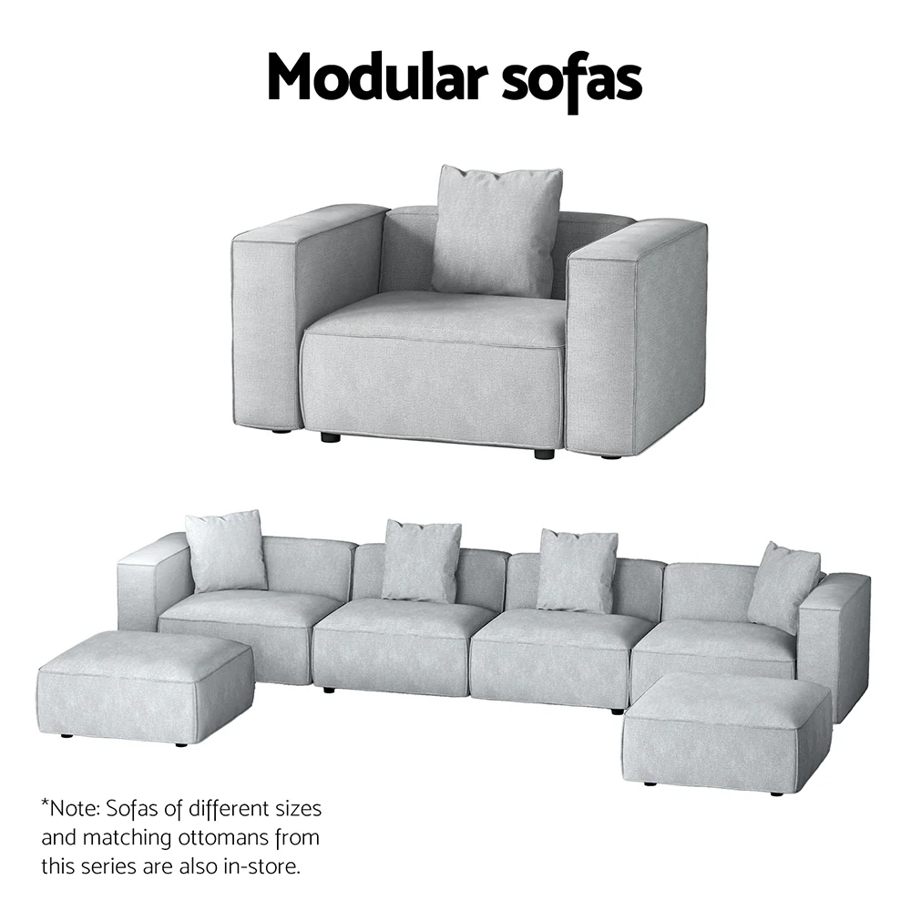 Mckenzie 6-Seater Modular Sofa Chaise Set - Grey - Nurns