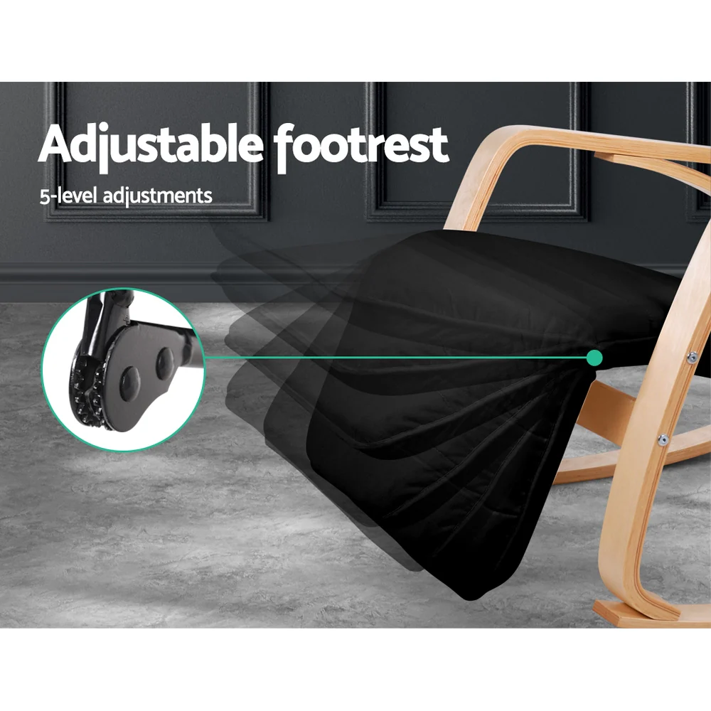 Maribel Rocking Armchair Footrest Nursing - Black - Nurns