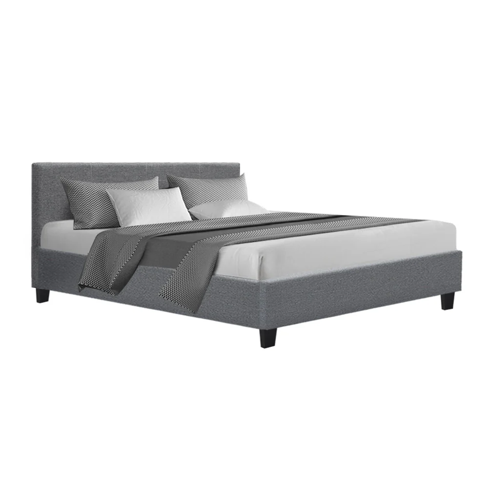 Trenton Grey Bed Frame Fabric - Queen - Nurns