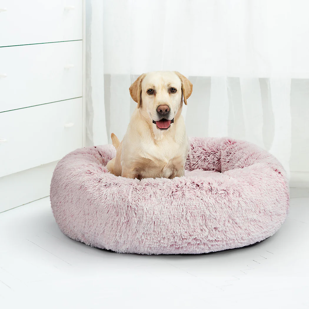 LARGE Dog Beds Pet Donut Nest Calming - Pink - Nurns