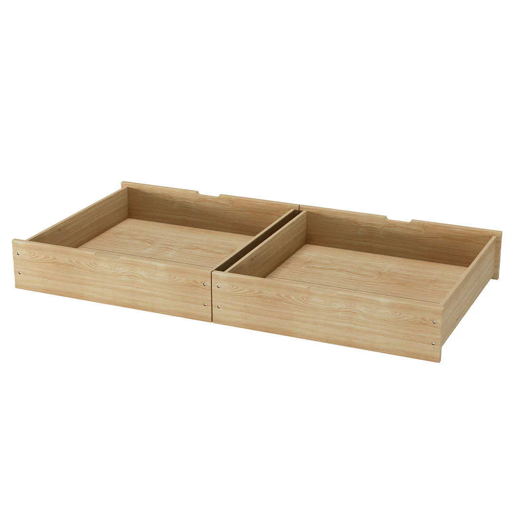 Riley Bed Frame Base Wooden Timber House Frame with Storage Drawers - Single - Nurns