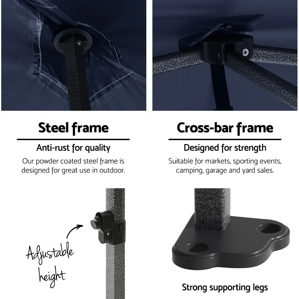 Instahut Gazebo 3x4.5 Pop Up Marquee Folding Tent Wedding Gazebos Camping Outdoor Shade Canopy Navy - Nurns