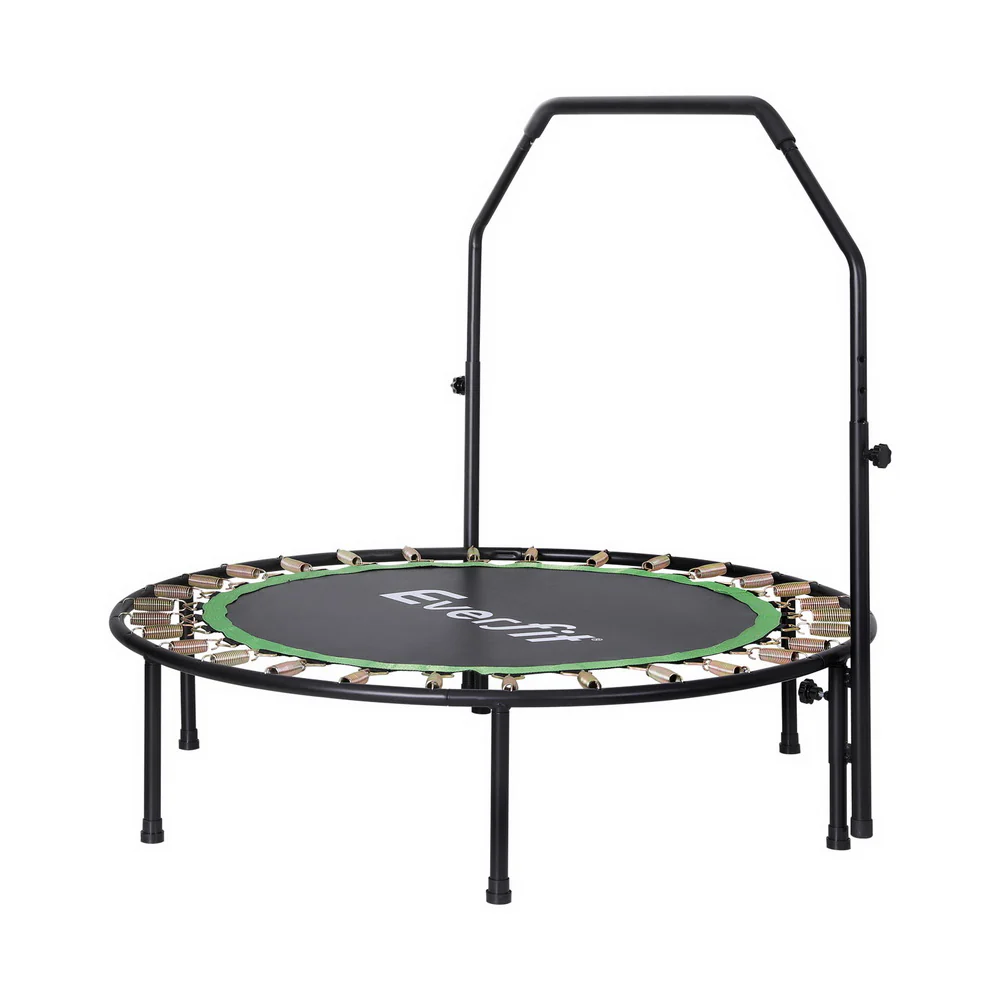 Everfit Trampoline 4FT Round Fitness Rebounder Adjustable Handrail Green - Nurns