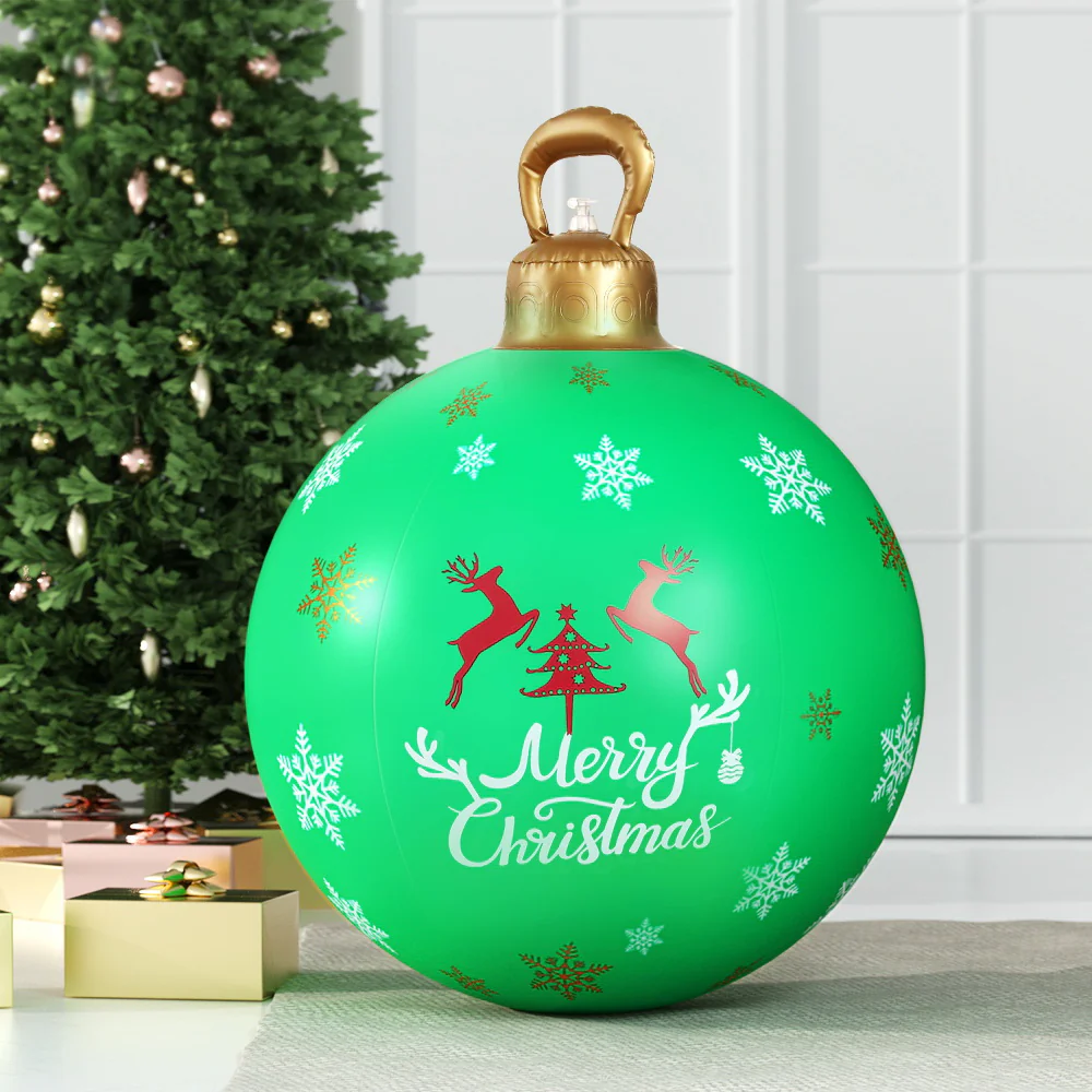 Merry Giant Bauble Ball Christmas Inflatable Ball Bauble Outdoor Decoration Green - 60cm - Nurns